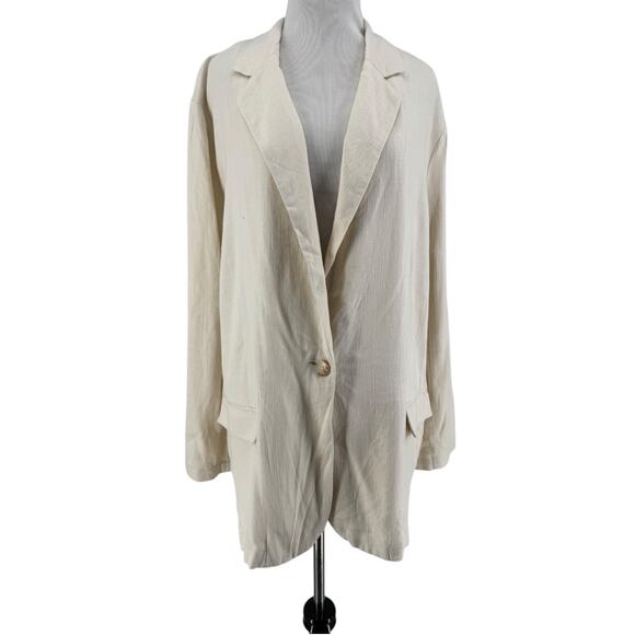 ASOS Design Women's Ivory Linen Blend Long Sleeve Suit Jacket SIze 10 - Picture 1 of 5